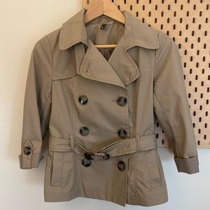 H&M Tan 3/4 Sleeve Short Trench-coat